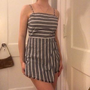 American Threads Blue/White striped romper